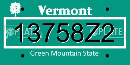 13758Z2 Vermont License Plate