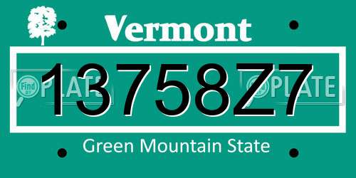 13758Z7 Vermont License Plate