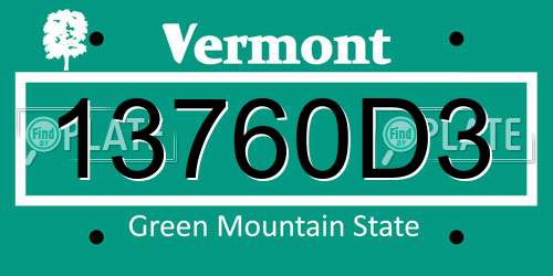 13760D3 Vermont License Plate