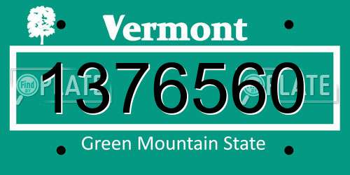 1376560 Vermont License Plate