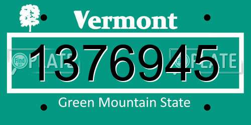 1376945 Vermont License Plate