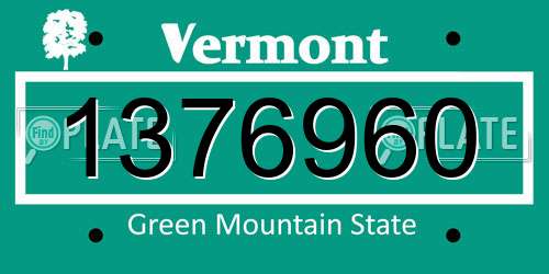 1376960 Vermont License Plate