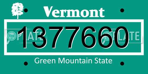 1377660 Vermont License Plate
