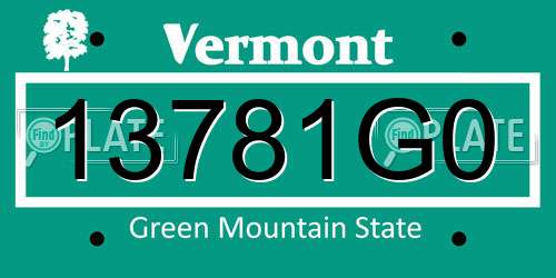 13781G0 Vermont License Plate