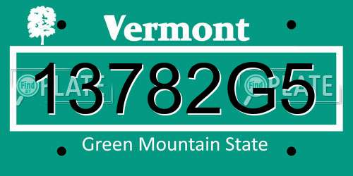 13782G5 Vermont License Plate