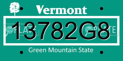 13782G8 Vermont License Plate
