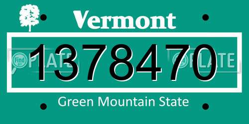 1378470 Vermont License Plate