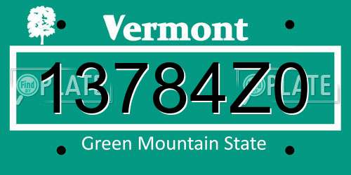 13784Z0 Vermont License Plate