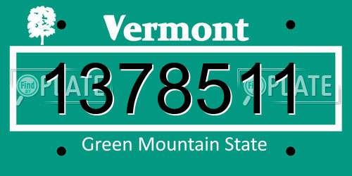 1378511 Vermont License Plate
