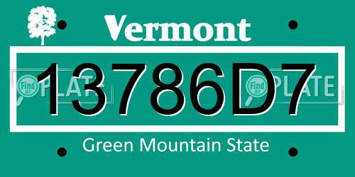 13786D7 Vermont License Plate