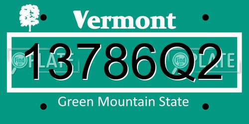 13786Q2 Vermont License Plate