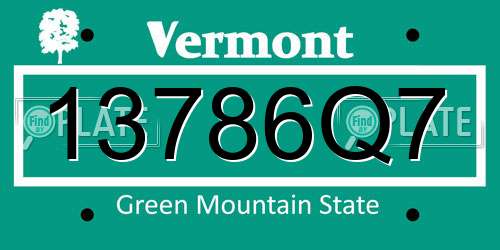 13786Q7 Vermont License Plate