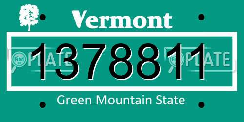 1378811 Vermont License Plate