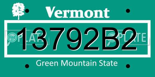 13792B2 Vermont License Plate