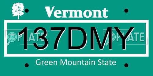 137DMY Vermont License Plate