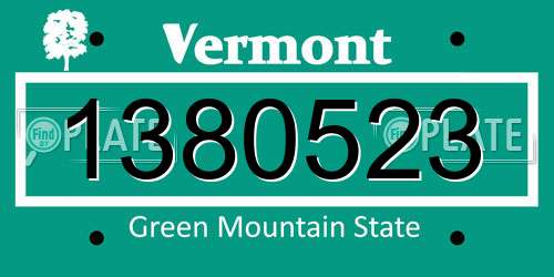 1380523 Vermont License Plate