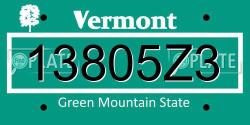 13805Z3 Vermont License Plate