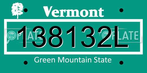138132L Vermont License Plate