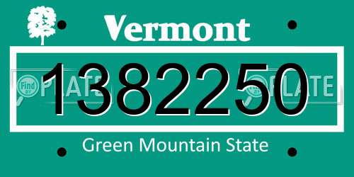 1382250 Vermont License Plate