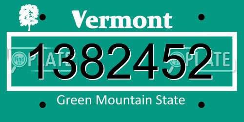 1382452 Vermont License Plate