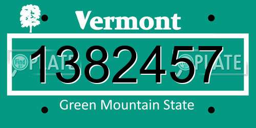 1382457 Vermont License Plate