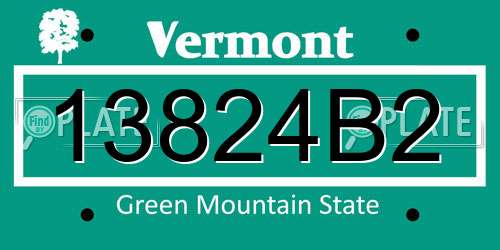 13824B2 Vermont License Plate