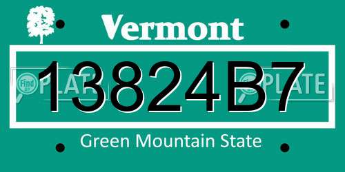 13824B7 Vermont License Plate