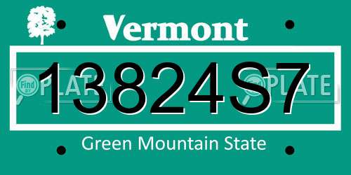 13824S7 Vermont License Plate
