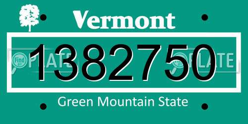 1382750 Vermont License Plate