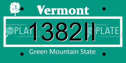 1382II Vermont License Plate