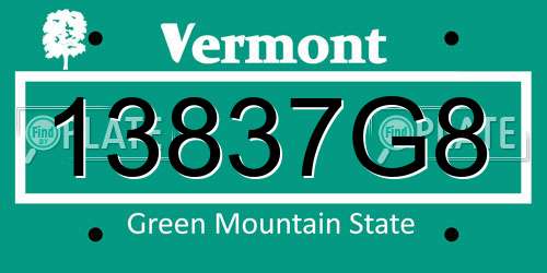 13837G8 Vermont License Plate