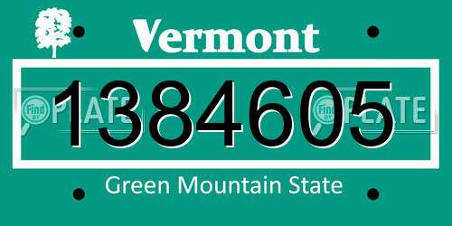 1384605 Vermont License Plate