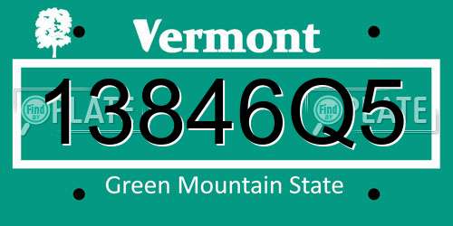 13846Q5 Vermont License Plate