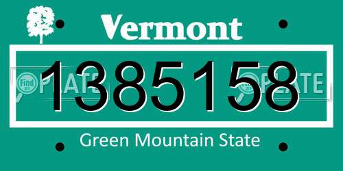 1385158 Vermont License Plate