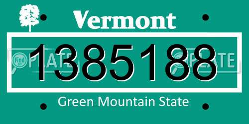 1385188 Vermont License Plate