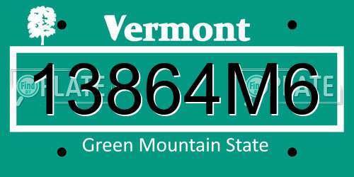 13864M6 Vermont License Plate