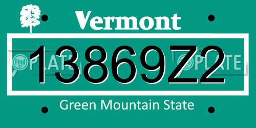 13869Z2 Vermont License Plate