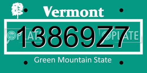 13869Z7 Vermont License Plate