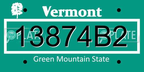 13874B2 Vermont License Plate