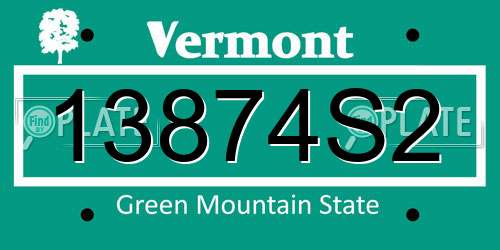 13874S2 Vermont License Plate
