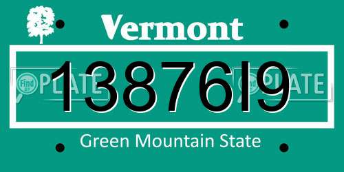 13876I9 Vermont License Plate