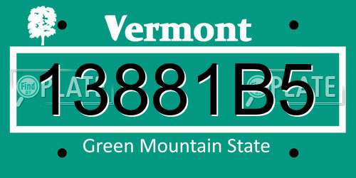 13881B5 Vermont License Plate