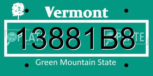 13881B8 Vermont License Plate