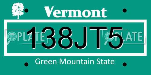 138JT5 Vermont License Plate