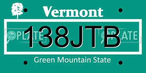 138JTB Vermont License Plate