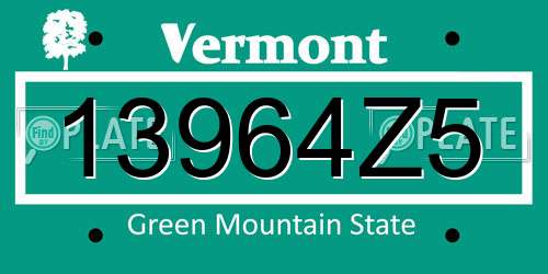 13964Z5 Vermont License Plate