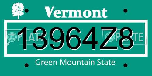 13964Z8 Vermont License Plate