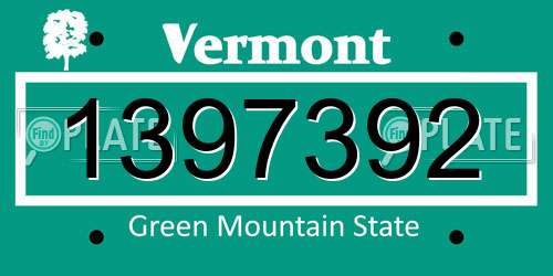 1397392 Vermont License Plate
