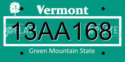 13AA168 Vermont License Plate