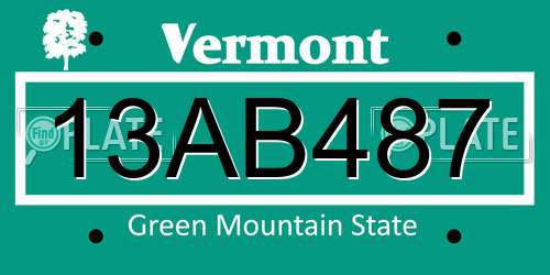 13AB487 Vermont License Plate